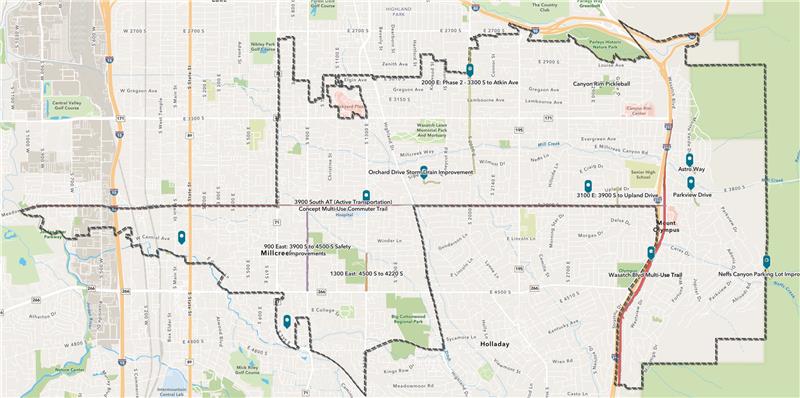 Map of Millcreek with Capital Improvement Projects